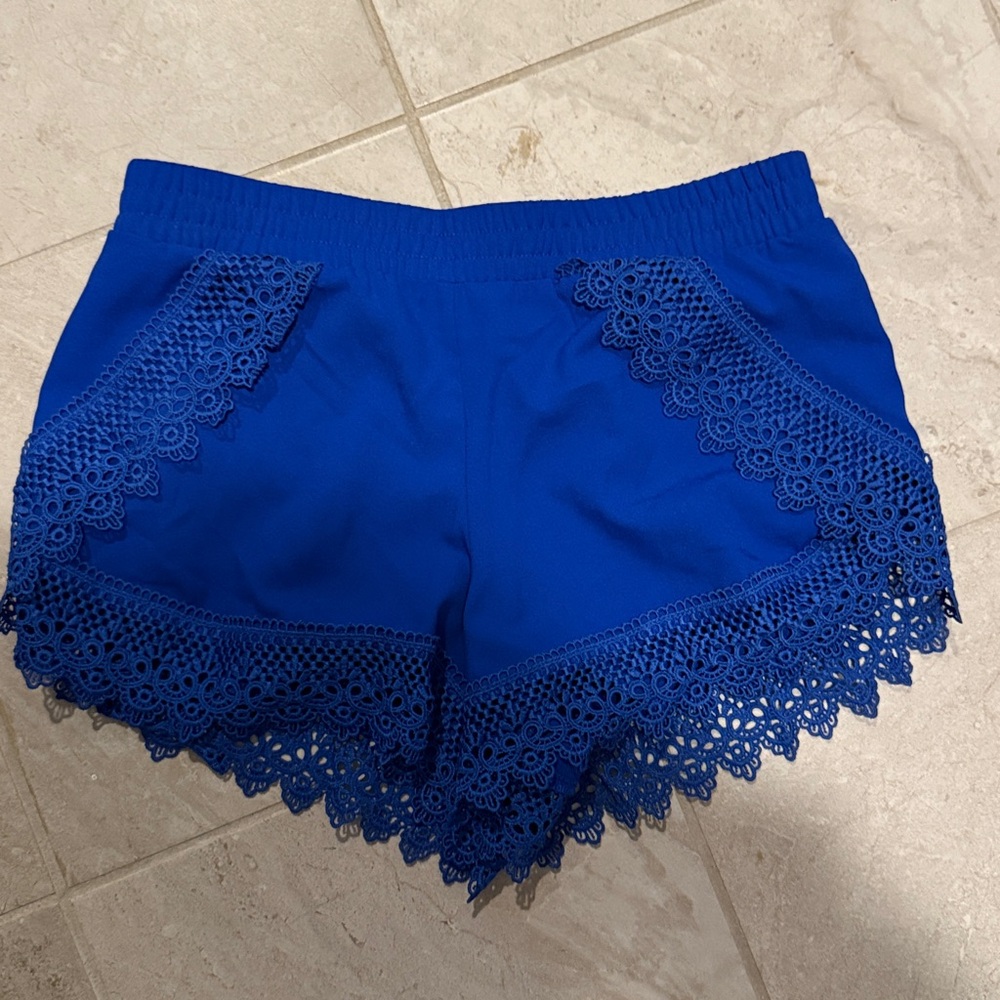 Blue Lace Trim Shorts